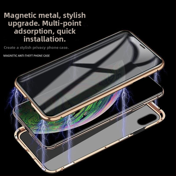 Kahepoolne piilumisvastane telefoniümbris iPhone 16 Promax klaasist magnetilise metallraamiga Apple 15 jaoks