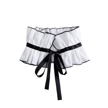 25 Nauja rūmų apykaklė su raukiniais, juodai balta medvilnine kaklo dalimi, su klostuotomis kaklo apsaugos detalėmis, vertikali apykaklė, prancūziškas šalikas, netikras apykaklės išorinis sparnas.