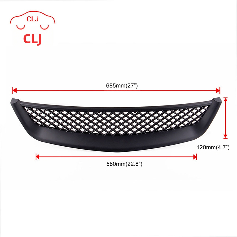 Модифицирани и модифицирани авточасти, подходящи за Honda Civic 01-03, всмукателна решетка за средна мрежа