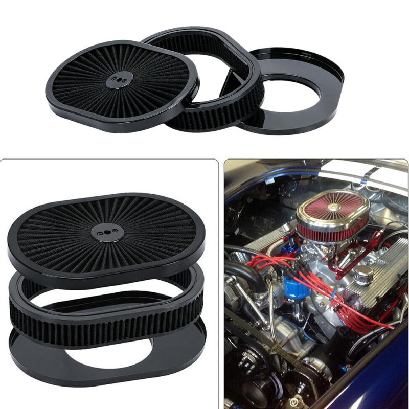 Šķērsrobežu 12 "x 2" ovāls gaisa filtra gaisa plūsmas attīrītājs ir piemērots 5-1/8" saskarnei