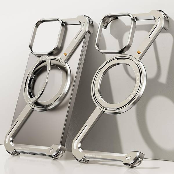 Z Shell mobiltelefon tok Apple 15Promax fém szegély nélküli légzsákos esésgátló 360°-ban forgó állvánnyal 15"-hoz