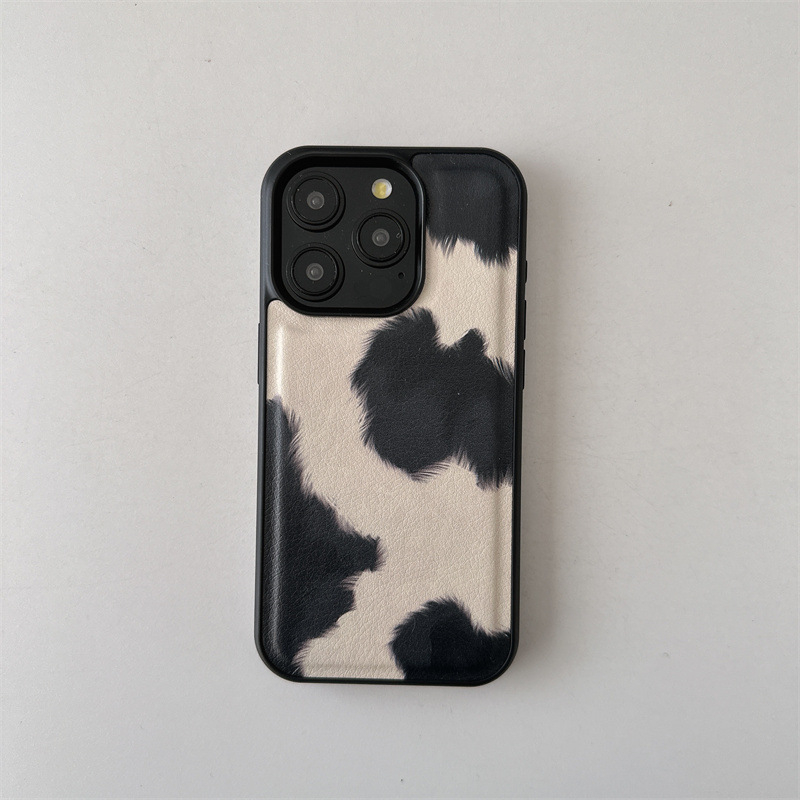 Carcasă de telefon mobil Promax cu model din piele, model alb-negru, model animal, potrivită pentru iPhone 14/13, Apple 12/16/15, anti-cădere