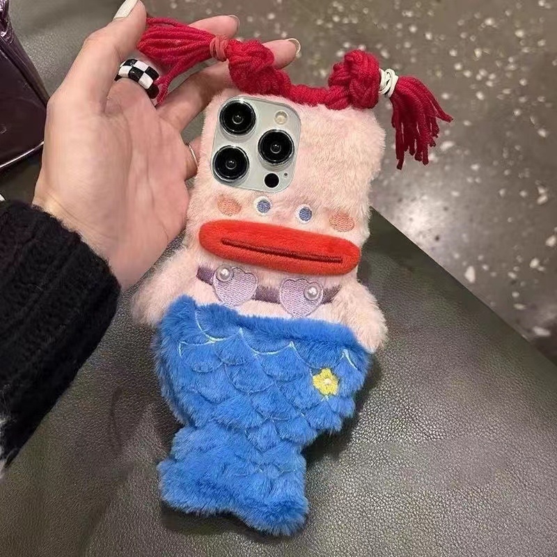 Plīša nāriņas maciņš Apple iPhone 15, iPhone 16, jauks 14, multfilmu 13/12, mīksts maciņš 11 sievietēm