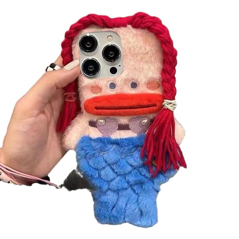 Plīša nāriņas maciņš Apple iPhone 15, iPhone 16, jauks 14, multfilmu 13/12, mīksts maciņš 11 sievietēm