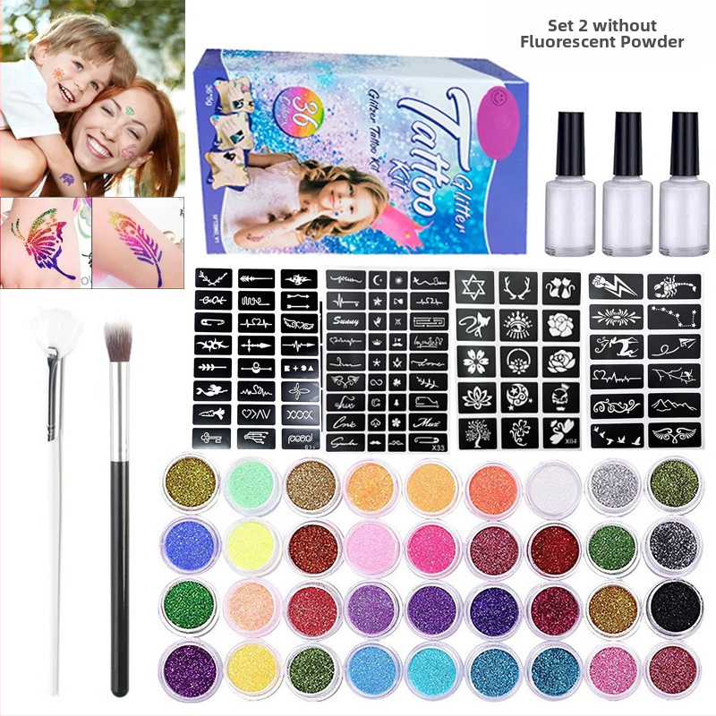 Експлозивен маникюр, рисуване, полуперманентен, летен, прост комплект за татуировки с брокат, сценичен грим, гореща разпродажба