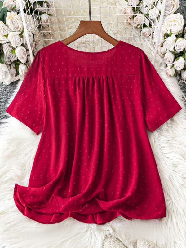 Tricou cu mânecă scurtă, cu guler rotund și imprimeu floral, transfrontalier european și american, de dimensiuni mari, pentru femei