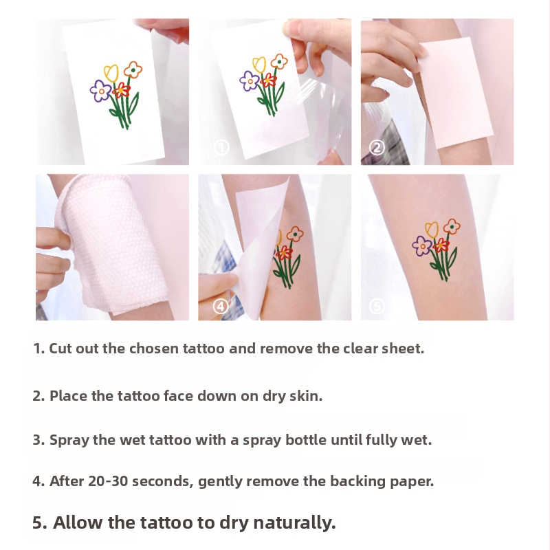 Малък стикер за татуировка в свеж цвят в стил малък модел анимационен пръст вежди буква цвете сладък стикер за татуировка