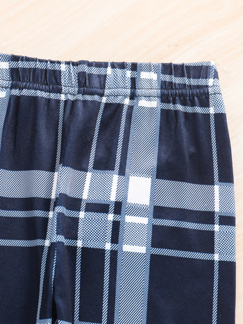 Sõltumatu jaama tarnija Zhongdas poiste ühevärvilised pikkade varrukatega ruudulised püksid koduriiete pidžaamaülikonnad