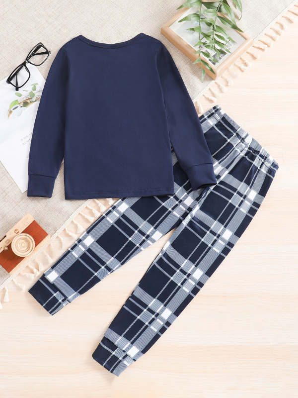 Sõltumatu jaama tarnija Zhongdas poiste ühevärvilised pikkade varrukatega ruudulised püksid koduriiete pidžaamaülikonnad