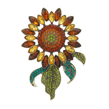 Vintage πλήρες διαμάντι βαριά καρφίτσα ηλίανθου υπερβολικό μεγάλο κρύσταλλο κορσάζ παλτό με αξεσουάρ καρφίτσας χονδρικής