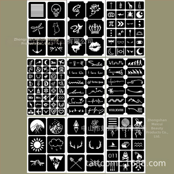 Šablóna na vystrihovanie cezhraničných tetovaní, džúsové tetovanie, henna, pomocná henna, šablóna na tetovanie pre domácich majstrov, verzia nálepky