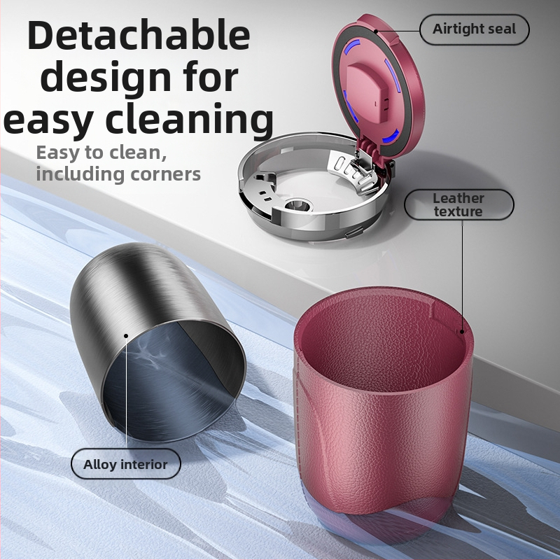 Пепелник за кола с цветна LED светлина, пепелник за кола със златен вътрешен резервоар, отварящ се с един бутон, пепелник с голям капацитет