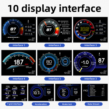 P6 automašīnas OBD daudzfunkcionālais LCD instruments modificēts Head-Up displeja detektors Ap-6 ātruma ūdens temperatūras turbīna