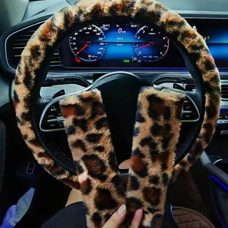 Husa volan din blană de leopard imitație de iepure, producători de articole interioare, en-gros, o generație de export Amazon