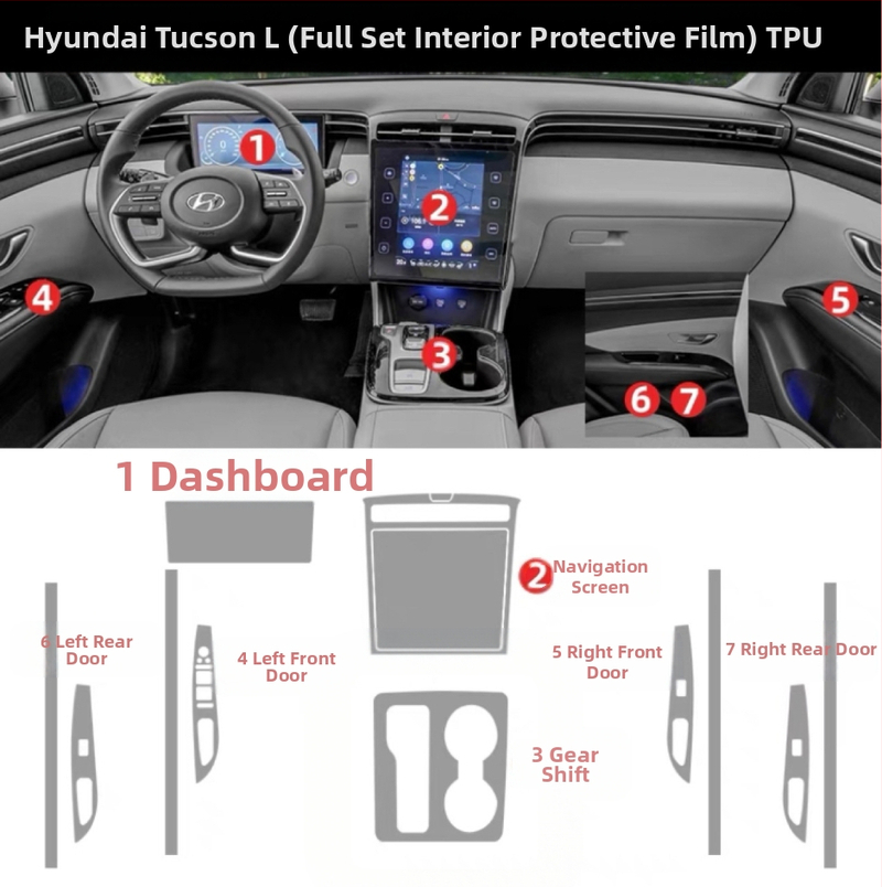 2021 модерен нов автомобил Tucson l от пето поколение, интериорна декорация, стикер за централна конзола, модификация на интериорен филм, специален