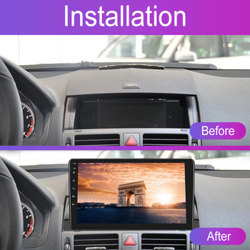 Piemērots Mercedes-Benz C klases 07-10 liela ekrāna automašīnai ar Carplay un Android navigācijas ierīci, atpakaļgaitas attēla funkciju un daudzfunkcionālu ierīci.