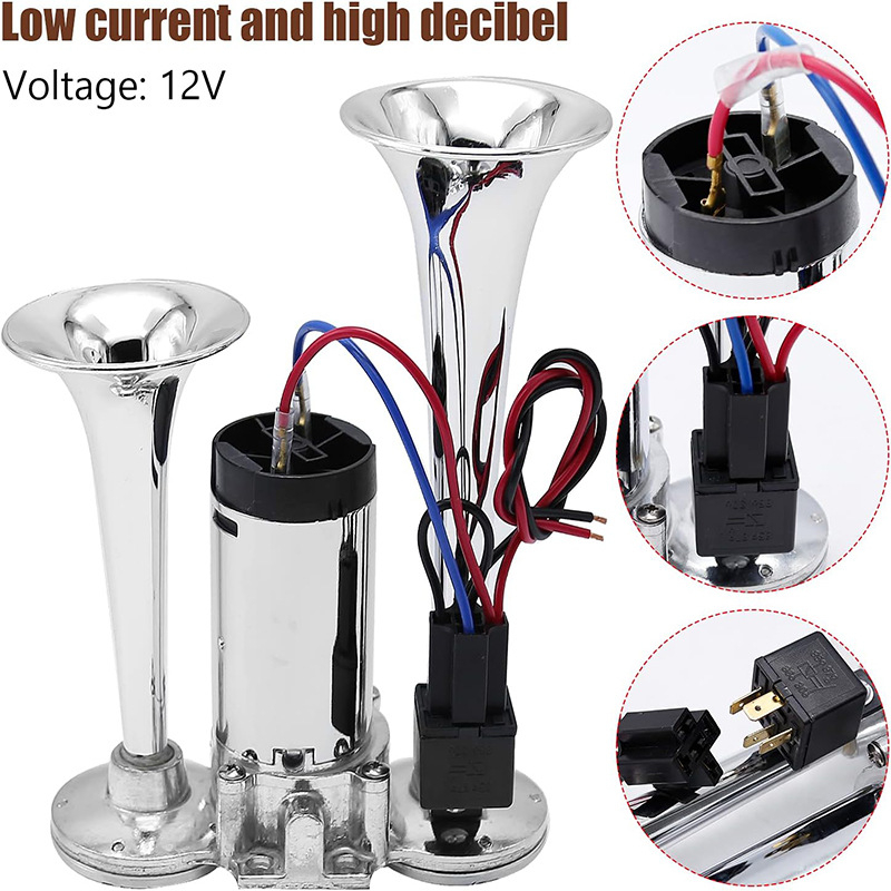 Двутръбна интегрирана въздушна охлюв клаксон 600DB компресор, съединена с автомобилен високочестотен говорител отвъд границата