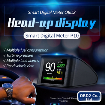 P10 automašīnas viedais HUD Head-Up displejs automašīnas augstas izšķirtspējas OBD pārnēsājamais LCD braukšanas datora displejs