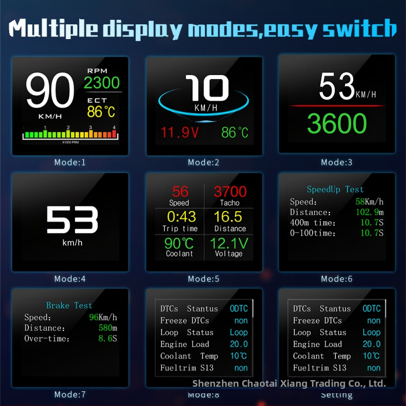 P10 автомобилен интелигентен Hud Head-Up дисплей с висока разделителна способност, OBD преносим LCD дисплей за шофиране