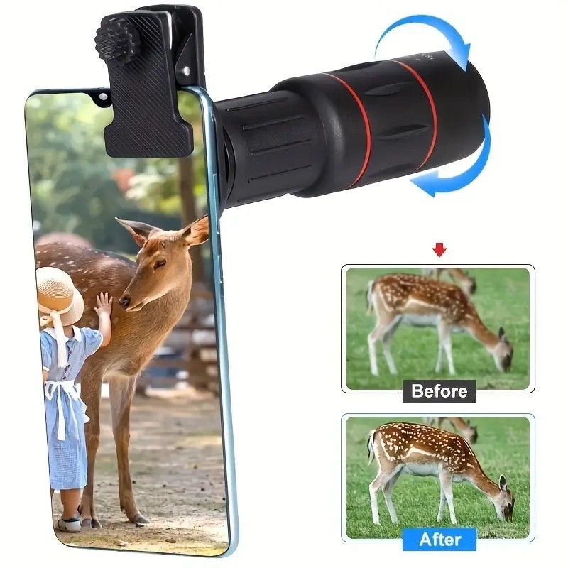 Telescop cu obiectiv pentru telefon mobil cu rază lungă de acțiune 18x25, de mare putere, cu un singur cilindru, fotografie de înaltă definiție, fotografiere profesională de concerte, schimbare de artefacte