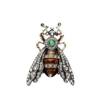 Retro vabzdžių sagė, moteriška europietiškos ir amerikietiškos asmenybės, viduriniosios senovės bitės kandžio krūtinės dekoracija, nišinis dizainas, vintažiniai drabužiai