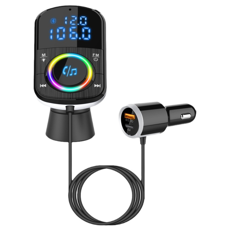 Automobilinis „Bluetooth“ TF kortelės neprarandantis garso kokybė spalvinga aplinkos apšvietimo grotuvas dvipusis greitas įkrovimas 18 W įtampa realaus laiko aptikimas