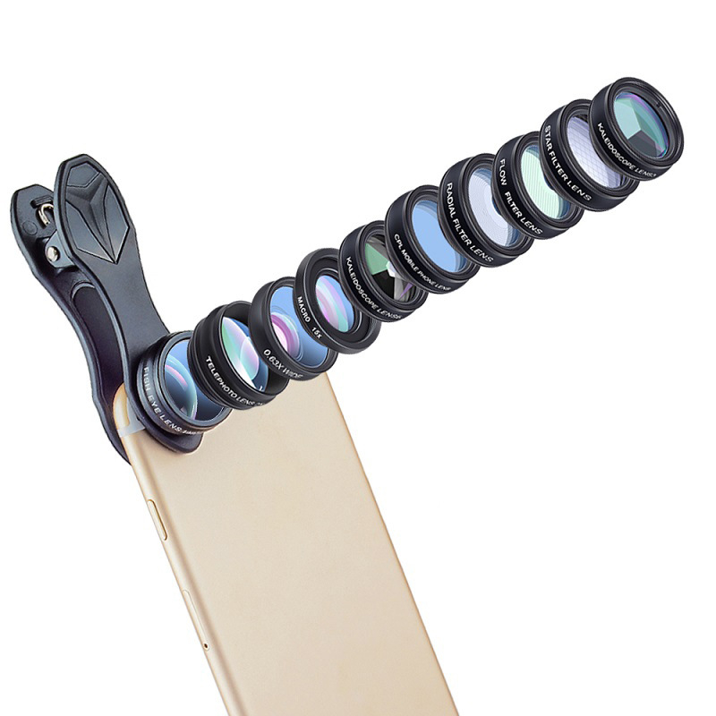 Mobiliojo telefono plataus kampo objektyvas CPL „Starlight“ veidrodinis „fisheye“ makro teleobjektyvas šešių dalių veidrodinis poliarizatorius dešimties viename kostiumas