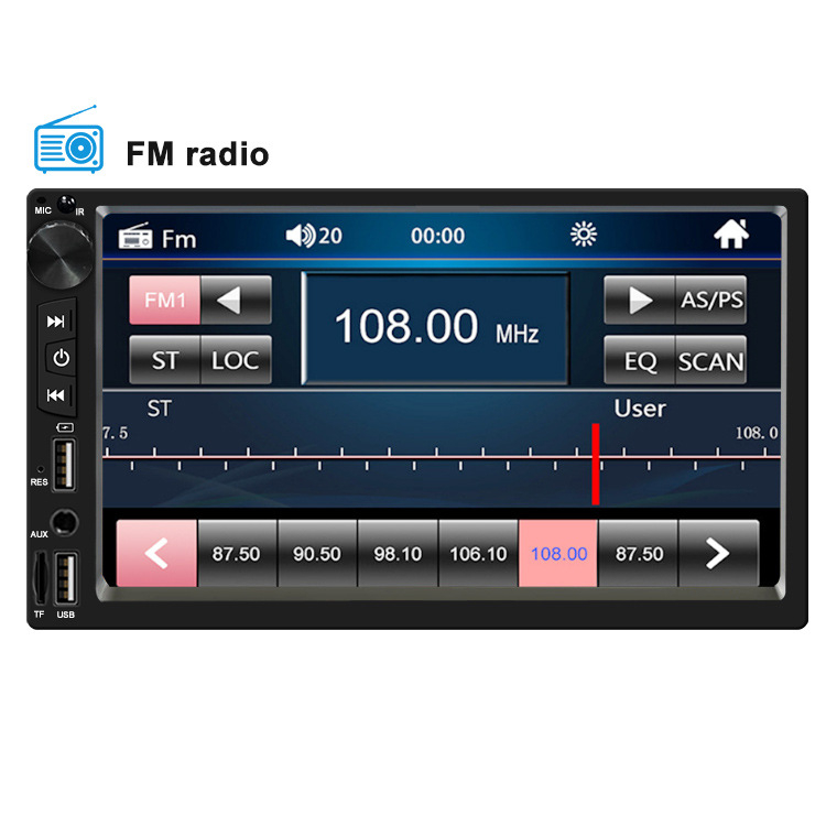 7-инчов автомобилен Bluetooth mp5 радиоплейър с двоен USB порт, многофункционален mp4 дисплей с приоритет на движение на заден ход