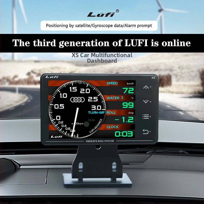 Три поколения LUFI XS автомобилен модифициран инструмент OBD2 GPS многофункционален LCD измервателен уред за скорост на турбината G-стойност жироскоп