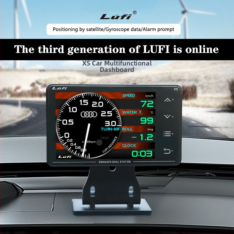 Trīs paaudžu LUFI XS automašīnas modificēts instruments OBD2 GPS daudzfunkcionāls LCD mērītājs turbīnas ātrums G vērtības žiroskops