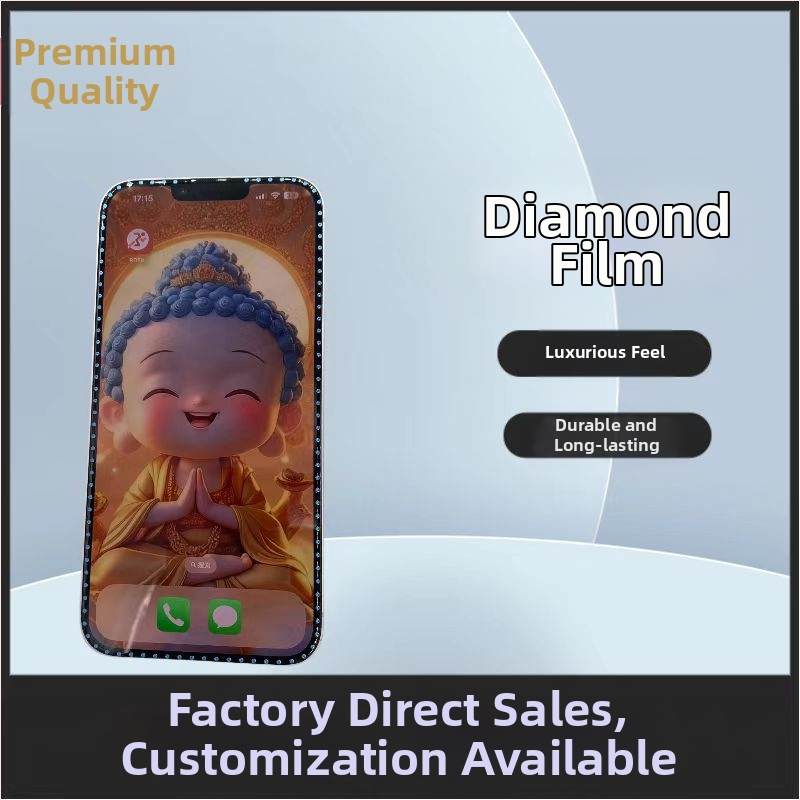 Piemērojams Apple 16 Flash Diamond rūdītai plēvei, integrētai putekļu necaurlaidīgai un ar dimantiem inkrustētai 3D HD stereo Apple 15promax pilnekrāna plēvei