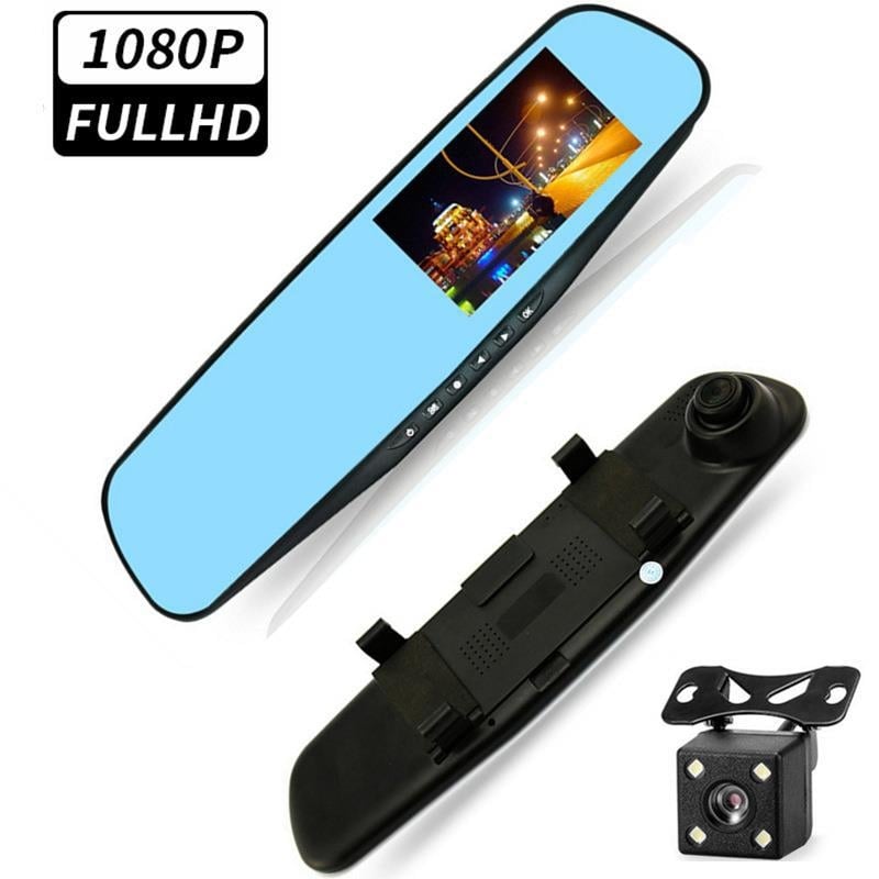 Înregistrator de oglindă retrovizoare auto, lentilă dublă, HD 1080P, față și spate, bandă dublă, imagine pentru mers înapoi