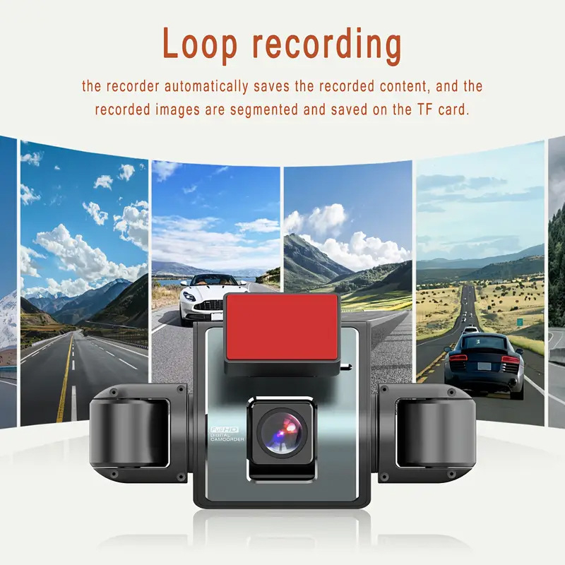 Pārrobežu četru objektīvu jauns braukšanas reģistrators HD 1080P infrasarkanais nakts redzamības WiFi četru ierakstu automašīnas reģistrators