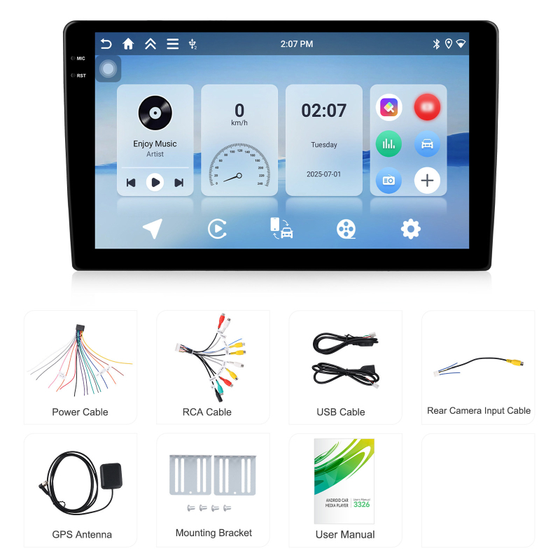 Jauns universāls 9 collu / 10 collu Android 15 centrālās vadības liela ekrāna automašīnas bezvadu Carplay navigācijas universālais aparāts