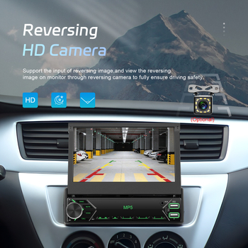 7 collu horizontāls ekrāns ar vadu CarPlay/teleskopisku ekrānu, universāls MP5 atskaņotājs, atpakaļgaitas automašīnas centrālās vadības integrēta iekārta