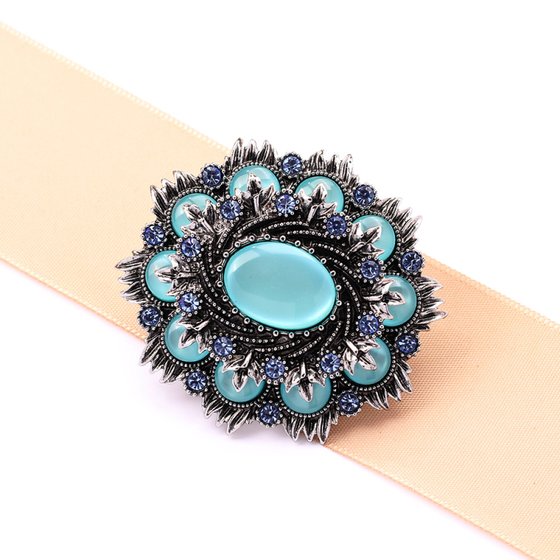 Retro stiliaus, nišinis dirbtinio mėlyno opalo korsažo, vintažinis, sendintas, su deimantais įdėtas perdėtas sagės segtukas, dovana moterims