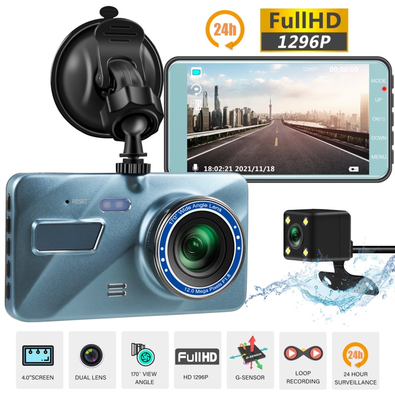 Înregistrator auto transfrontalier A10 4 inch ISP2.5D HD 12960p cu card de realitat virtuală cu lentilă dublă ascunsă