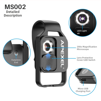APEXEL μεγεθυντικός φακός 200 φορές, παιδικό μικροσκόπιο, παιχνίδι επιστήμης, βιολογικό επιστημονικό πείραμα, φορητός φακός κινητού τηλεφώνου
