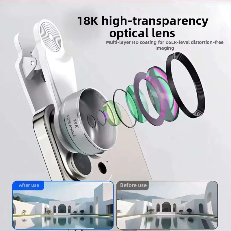 Обектив за мобилен телефон Lijian 5K6K9K18K, широкоъгълен макро обектив без изкривяване, 4K High Definition, за камера на живо