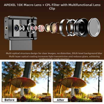 Mobiliojo telefono makro objektyvo optinis lęšis su Cpl fotografijos papuošalams, vabzdžių fotografavimui, mikroskopo išmaniojo telefono objektyvui