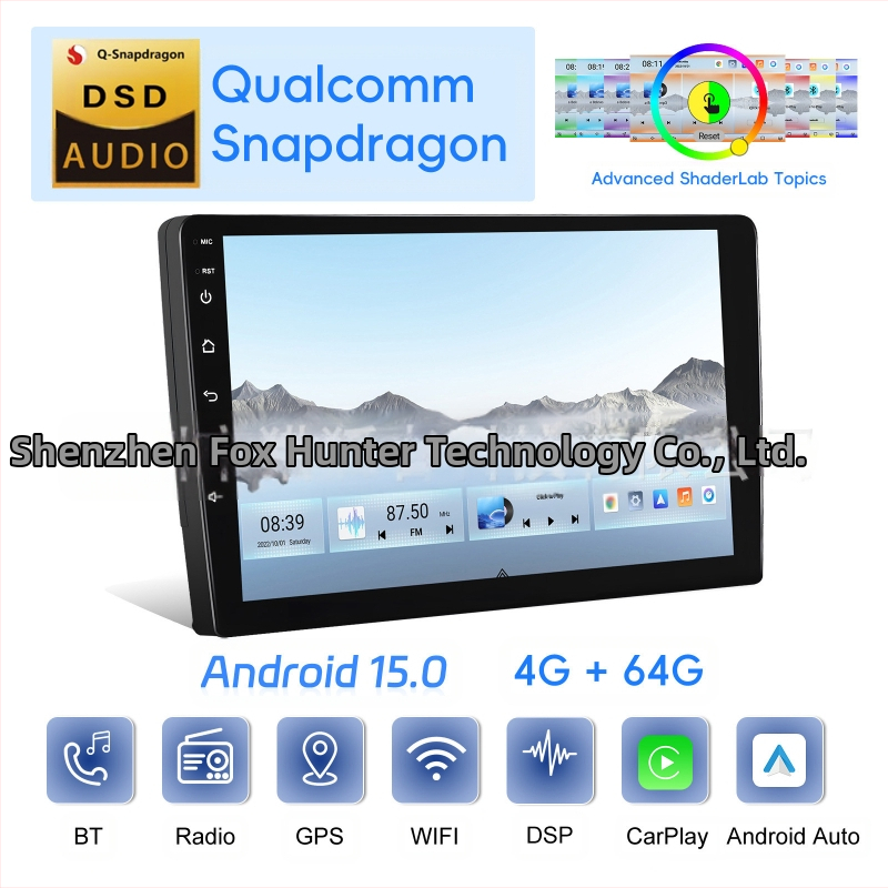 7/9/10.1 inch Android 15 cu două butoane, universal, 4 64, Bluetooth wireless, Carplay, navigație auto centrală, control centralizat