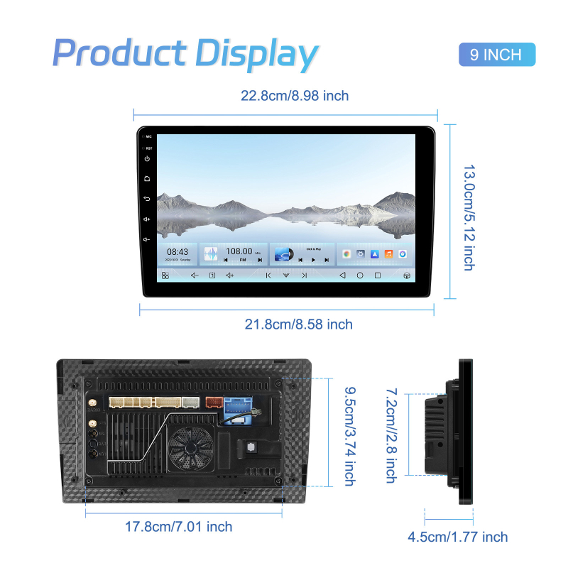 7/9/10,1 collu Android 15 dubultā muca universāls 4 64 Bluetooth bezvadu Carplay automašīnas navigācijas centrālā vadība