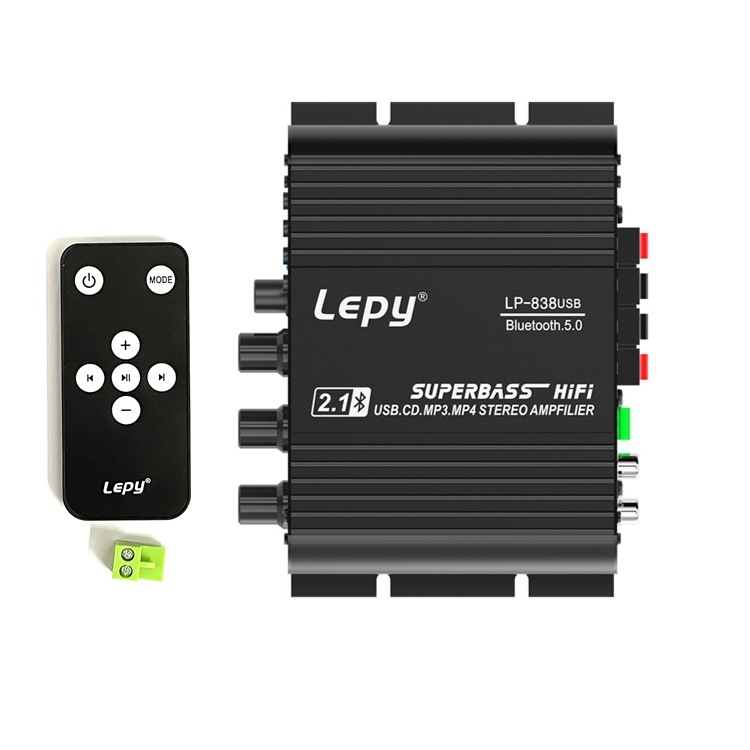 Lepy838Usb Bluetooth субуфер усилвател на мощност компютър 12V автомобил домашен усилвател на мощност U диск музика без загуби