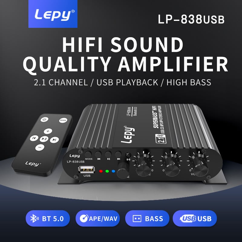 Lepy838Usb Bluetooth Subwoofer Ενισχυτής Ισχύος Υπολογιστής 12V Αυτοκίνητο Οικιακός Ενισχυτής Ισχύος U Disk Μουσική Χωρίς Απώλειες