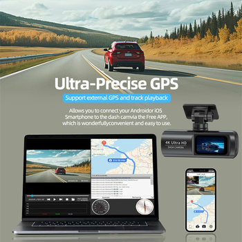 Prekogranični visokorezolucijski 4K snimač vožnje s dvostrukim objektivom i Wifi vezom za mobilni telefon, auto DVR s noćnim vidom, snimanje ciklusa