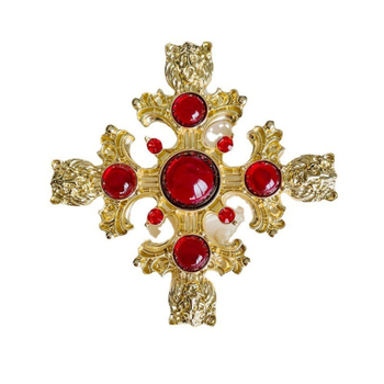 Μενταγιόν καρφίτσα με σταυρό και κεφάλι λιονταριού από ρητίνη, διπλής χρήσης, ρετρό επιχρυσωμένο, γυναικεία αξεσουάρ σκαλίσματος καρφιτσών, κορσάζ