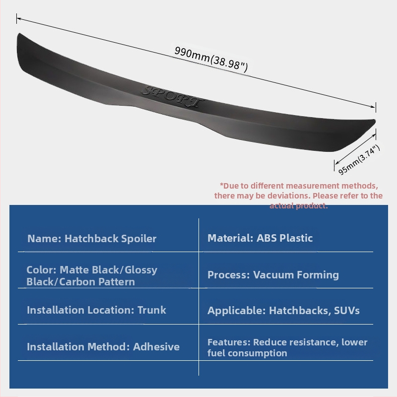 Аксесоари за модификация на автомобил за общи SUV хечбек, неперфориран спойлер на багажника, тип паста
