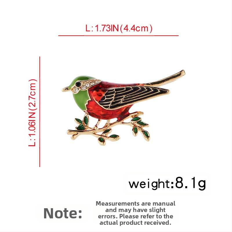 Brošňa cezhraničná nová vtáčia brošňa veľkoobchod kreatívna zliatina diamantový kreslený zvierací pin golier košele pin