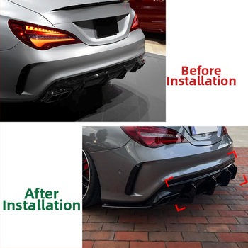 Attiecas uz Mercedes-Benz CLA45 AMG C117 2016-2019 aizmugurējās lūpas, aizmugurējās lūpas spoilera vēja naža aizmugurējā asmens modifikāciju.