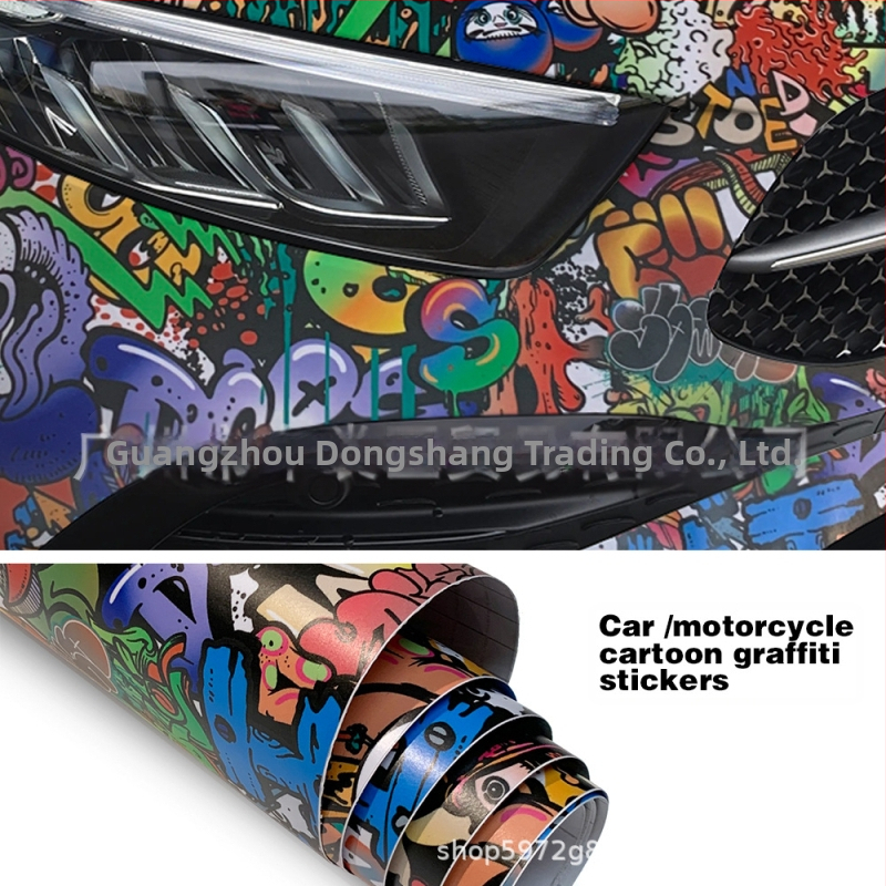 Auto Graffiti Cartoon Zmena farby Film Kryt hlavy Motocykel Scooter Sprej Maľovanie HD Film Počítačová kamufláž